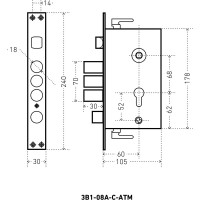 Врезной замок без ручек для металлических дверей Аллюр (правый; автоматический; без цилиндрового механизма) 7935
