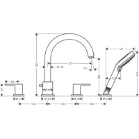 Смеситель на край ванны Hansgrohe Vernis Shape на 4 отверстия, хром 71459000