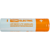 Аккумулятор TDM ELECTRIC LIR18650 3,7 В 2600 мА*ч Li-Ion, термоусад., SQ1702-0087
