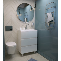 Тумба с раковиной Marka One в ванную Bumble 60см Напольная 2 ящика Белый глянец У90671