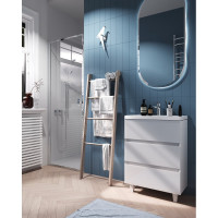 Тумба с раковиной Marka One в ванную Bumble 60см Напольная 2 ящика Белый глянец У90671