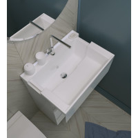 Тумба с раковиной Marka One в ванную Bumble 60см Напольная 2 ящика Белый глянец У90671