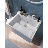 Тумба с раковиной Marka One в ванную Bumble 60см Напольная 2 ящика Белый глянец У90671