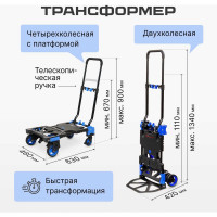 Складная тележка трансформер Magna Cart грузоподъемность 68 кг/136 кг FW-90TP