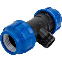 Компрессионный переходной тройник VALFEX ПНД, с наружной резьбой, 50-1 1/4"-50 1210025011450