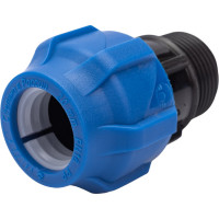 Компрессионная соединительная муфта VALFEX ПНД, с наружной резьбой, 20x3/4" 121001122120