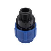 Компрессионная соединительная муфта VALFEX ПНД, с наружной резьбой, 20x1/2" 121001122020