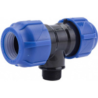 Компрессионный переходной тройник VALFEX ПНД, с наружной резьбой, 32-3/4"-32 1210023203432