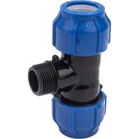 Компрессионный переходной тройник VALFEX ПНД, с наружной резьбой, 25-3/4"-25 1210022503425