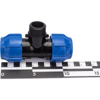 Компрессионный переходной тройник VALFEX ПНД, с наружной резьбой, 25-3/4"-25 1210022503425