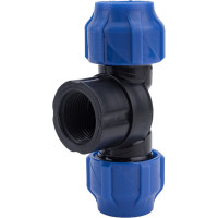 Компрессионный переходной тройник VALFEX ПНД, с внутренней резьбой, 20-3/4"-20 1210012003420