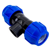 Компрессионный переходной тройник VALFEX ПНД, с внутренней резьбой, 25-1/2"-25 1210012501225