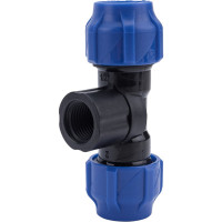 Компрессионный переходной тройник VALFEX ПНД, с внутренней резьбой, 20-1/2"-20 1210012001220