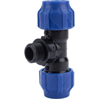 Компрессионный переходной тройник VALFEX ПНД, с наружной резьбой, 20-1/2"-20 1210022001220