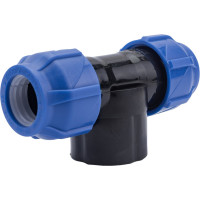 Компрессионный переходной тройник VALFEX ПНД, с внутренней резьбой, 25-1"-25 1210012510025