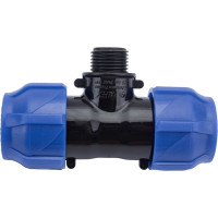 Компрессионный переходной тройник VALFEX ПНД, с наружной резьбой, 25-1/2"-25 1210022501225