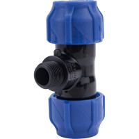 Компрессионный переходной тройник VALFEX ПНД, с наружной резьбой, 25-1/2"-25 1210022501225