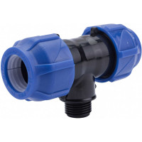 Компрессионный переходной тройник VALFEX ПНД, с наружной резьбой, 25-1/2"-25 1210022501225