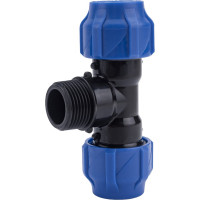 Компрессионный переходной тройник VALFEX ПНД, с наружной резьбой, 20-3/4"-20 1210022003420