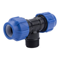 Компрессионный переходной тройник VALFEX ПНД, с наружной резьбой, 20-3/4"-20 1210022003420