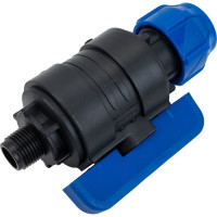 Шаровой кран VALFEX ПНД компрессионный цанга - наружная резьба, разборный 25x1/2" 1210012625012