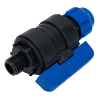 Шаровой кран VALFEX ПНД компрессионный цанга - наружная резьба, разборный 20x1/2" 1210012620012