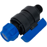 Шаровой кран VALFEX ПНД компрессионный цанга - наружная резьба, разборный 20x3/4" 1210012620034