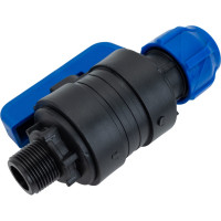 Шаровой кран VALFEX ПНД компрессионный цанга - наружная резьба, разборный 25x3/4" 1210012625034