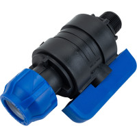 Шаровой кран VALFEX ПНД компрессионный цанга - наружная резьба, разборный 25x3/4" 1210012625034