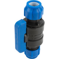 Шаровой кран VALFEX ПНД компрессионный цанга - цанга разборный 25x25 121001232525