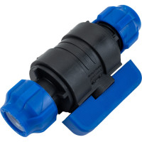 Шаровой кран VALFEX ПНД компрессионный цанга - цанга разборный 20x20 121001232020