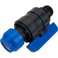 Шаровой кран VALFEX ПНД компрессионный цанга - наружная резьба, разборный 25x1" 1210012625100