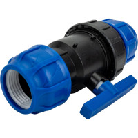 Шаровой кран VALFEX ПНД компрессионный цанга - цанга разборный 63x63 121001236363