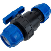 Шаровой кран VALFEX ПНД компрессионный цанга - цанга разборный 40x40 121001234040