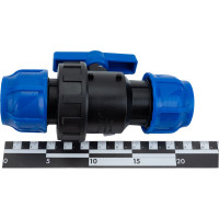 Шаровой кран VALFEX ПНД компрессионный цанга - цанга разборный 40x40 121001234040