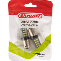 Автолампа SKYWAY диод S25 (P21W) 12/24V 16 SMD диодов 1-конт BA15s белая, 2 шт. S08202072