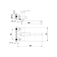 Смеситель для ванной WISENT с изливом и душем W22215
