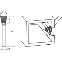 Борфреза обратный конус, форма N, 12x13x6х58 мм Энкор 21720