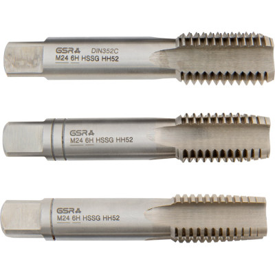 Ручные метчики GSR M24х3 HSSG DIN352 6H набор 3 шт для глухих и сквозных отверстий  B00105310