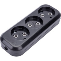 3-местная колодка LUX черная (розетка удлинителя) У3-О без заземления, 250В 10А 4606400420866