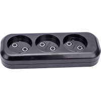 3-местная колодка LUX черная (розетка удлинителя) У3-О без заземления, 250В 10А 4606400420866