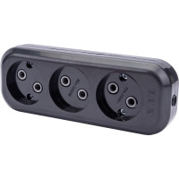 3-местная колодка LUX черная (розетка удлинителя) У3-О без заземления, 250В 10А 4606400420866