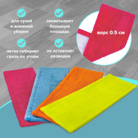 Универсальная насадка МОП для швабр LAIMA плоская, комплект 4шт, 38-42 см, тип к, микрофибра 607459