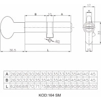 Цилиндровый механизм с вертушкой KALE KILIT 164 SM/70 (30+10+30) мм, никель, 5 кл. 25567