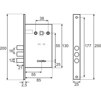 Врезной замок под сувальдный ключ VETTORE 008 CP хром 20306