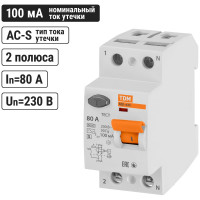 Устройство защитного отключения TDM ELECTRIC УЗО ВД1-63S, 2Р, 80А, 100мА SQ0203-0062