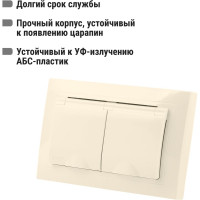 Двойная розетка TDM ELECTRIC Таймыр 2П+З с защитными шторками и крышкой 16А 250В IP44 слоновая кость SQ1814-0176