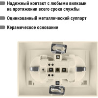 Двойная розетка TDM ELECTRIC Таймыр 2П+З с защитными шторками и крышкой 16А 250В IP44 слоновая кость SQ1814-0176
