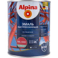 Эмаль по ржавчине ALPINA (быстросохнущая; RAL 3000; 0.75 л) 948104218