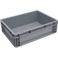 Ящик Sembol Plastik п/п, 400x300x120 мм, сплошной, гладкое дно, цв. серый 25243